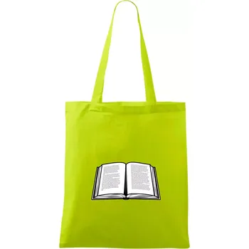 Kniha černobílá otevřená s textem - Taška bavlněná - 42 x 38 cm ( Limetková )