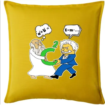 Polštář Pythagoras a Albert boj o C - Polštář 50x50 - 50x50 - Pouze potah ( Žlutá )