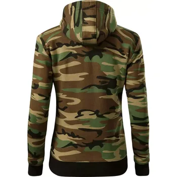 Dámská mikina BEZPOTISKU / bez potisku - Dámská mikina trendy zipper s kapucí - S ( Hnědý maskáč )