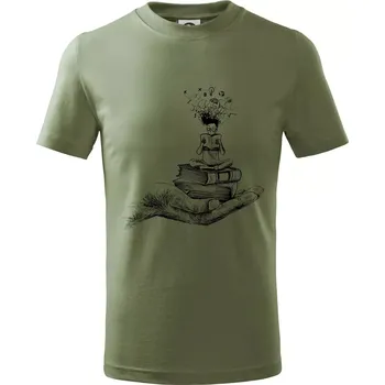 Čtenář - ruka kreslená - Tričko dětské bavlněné - 98 cm / 2 roky ( Khaki )
