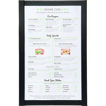 Jednoduchý jídelní lístek A4 s magnetickými úchyty po stranách, Black - doprodej