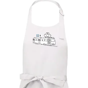 Kuchyňská zástěra Tramvaj číslo 9 - Pánská zástěra na vaření - Univerzální velikost ( Bílá )