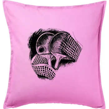 Polštář Ping pong pálky a síť - Polštář 50x50 - 50x50 - Pouze potah ( Růžová )