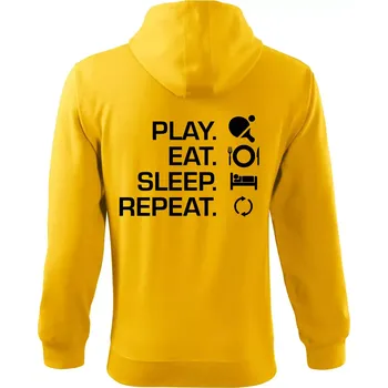 Pánská mikina Stolní tenis - eat sleep - Mikina s kapucí na zip trendy zipper - M ( Žlutá )