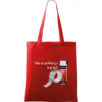 Nákupní taška Pěna a páska - vše co potřebuji k práci - Taška bavlněná - 42 x 38 cm ( Červená )