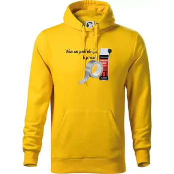 Pánská mikina Pěna a páska - vše co potřebuji k práci - Mikina pánská Cape s kapucí - L ( Žlutá )