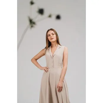 Dámské šaty STYLOVE dámské košilové šaty - béžové - vypasované, EU XL