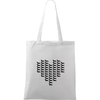 Nákupní taška Jezevčík - Srdce - Taška bavlněná - 42 x 38 cm ( Bílá )