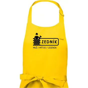 Kuchyňská zástěra Zedník - muž mýtus legenda - Pánská zástěra na vaření - Univerzální velikost ( Žlutá )