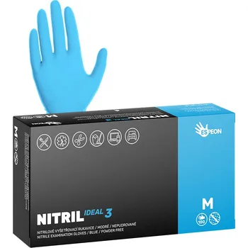 Pracovní rukavice ESPEON Nitrilové rukavice NITRIL IDEAL3 100 ks, nepudrované, modré, 3.7 g Velikost: M