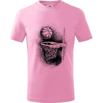 Basketball - kresba tužkou - Tričko dětské bavlněné - 122 cm/6 let ( Růžová )