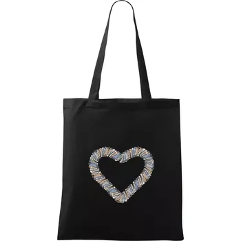 Srdce z knih - Taška bavlněná - 42 x 38 cm ( Černá )