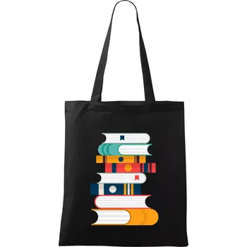 Knihy flat design - Taška bavlněná - 42 x 38 cm ( Černá )
