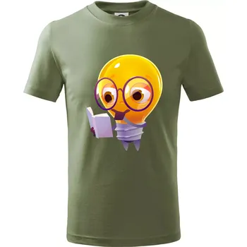 Chlapecké tričko Žárovka přemýšlí nad knihou - Tričko dětské bavlněné - 158 cm/12 let ( Khaki )