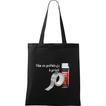 Pěna a páska - vše co potřebuji k práci - Taška bavlněná - 42 x 38 cm ( Černá )