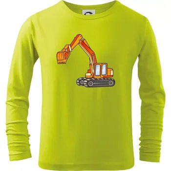 Dětská móda Bagr bez nápisu oranžový - Triko dětské Long Sleeve - 158 cm/12 let ( Limetková )