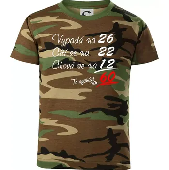 Chlapecké tričko Vypadá, cítí se, chová se - 60 let - Dětské maskáčové triko - 134 cm/8 let ( Hnědý maskáč )