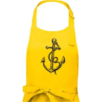 Kuchyňská zástěra Kotva kreslená tužkou - Dámská zástěra na vaření - Univerzální velikost ( Žlutá )