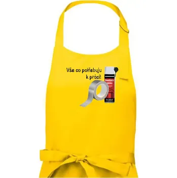 Kuchyňská zástěra Pěna a páska - vše co potřebuji k práci - Pánská zástěra na vaření - Univerzální velikost ( Žlutá )
