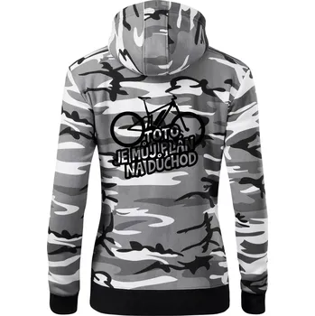 Dámská mikina Ebike plán na důchod - Dámská mikina trendy zipper s kapucí - L ( Šedý maskáč )