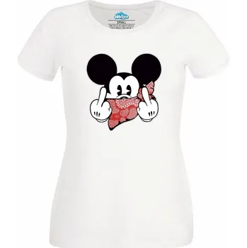 Dámské tričko Gangsta Mickey Mouse (Skladem XS-4XL) (Velikost: 4XL, Barva: Bílá)