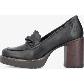 Dámské mokasíny Rieker Dámské Černé dámské kožené mokasíny na podpatku Rieker Černá 41 (2394636)