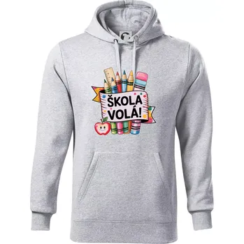 Pánská mikina Škola volá - barevné - Mikina pánská Cape s kapucí - 5XL ( Světlešedý Melír )