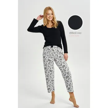 Dámské pyžamo Dámské bavlněné dlouhé pyžamo AIDA černé, černá M i170_3454-M-01 A/W 25-26