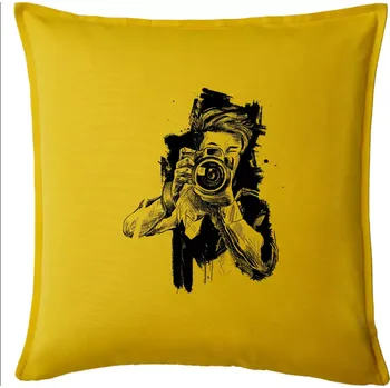 Polštář Fotograf kreslený tužkou - Polštář 50x50 - 50x50 - Pouze potah ( Žlutá )