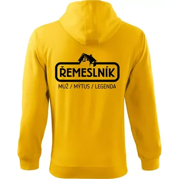 Pánská mikina Řemeslník - muž mýtus legenda - Mikina s kapucí na zip trendy zipper - 2XL ( Žlutá )