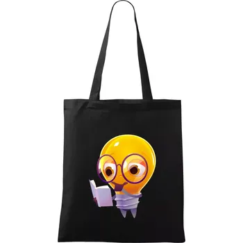 Žárovka přemýšlí nad knihou - Taška bavlněná - 42 x 38 cm ( Černá )