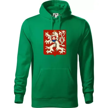 Pánská mikina Znak ČSR - Třetí Československá republika (1945–1948) - Mikina pánská Cape s kapucí - 3XL ( Středně zelená )