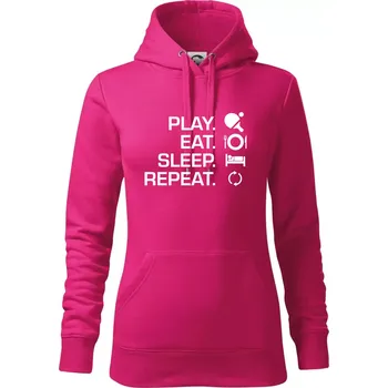 Dámská mikina Stolní tenis - eat sleep - Mikina dámská Cape s kapucí - L ( Purpurová )