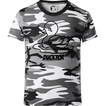 Chlapecké tričko Ducktor - Dětské maskáčové triko - 134 cm/8 let ( Šedý maskáč )