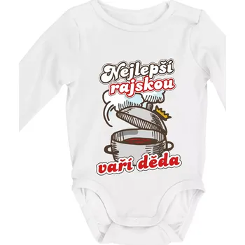 Nejlepší rajskou vaří děda - Body kojenecké s dlouhým rukávem - Dlouhý r. 3-6 měs ( Bílá )
