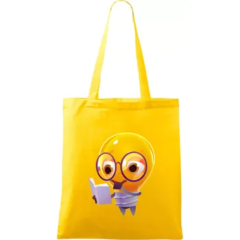 Nákupní taška Žárovka přemýšlí nad knihou - Taška bavlněná - 42 x 38 cm ( Žlutá )