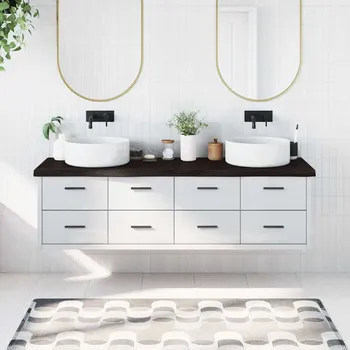 Deska pod umyvadlo vidaXL Koupelnová deska 180x50x(2-6) cm ošetřený masiv [3156070] Barva: tmavě hnědá