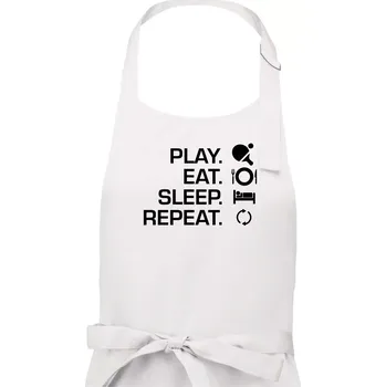 Kuchyňská zástěra Stolní tenis - eat sleep - Pánská zástěra na vaření - Univerzální velikost ( Bílá )