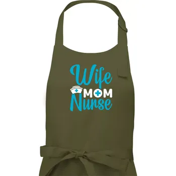 Kuchyňská zástěra Wife mom nurse - Dámská zástěra na vaření - Univerzální velikost ( Khaki )