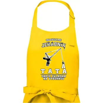Kuchyňská zástěra Oslovují mě jeřábník a táta - Pánská zástěra na vaření - Univerzální velikost ( Žlutá )