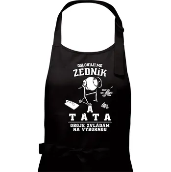 Kuchyňská zástěra Oslovuji mě zedník a táta - Pánská zástěra na vaření - Univerzální velikost ( Černá )