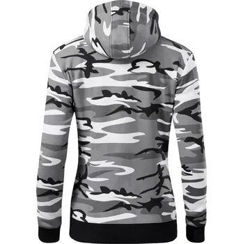 Dámská mikina BEZPOTISKU / bez potisku - Dámská mikina trendy zipper s kapucí - XS ( Šedý maskáč )