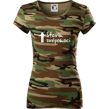 Dámské tričko Stavím svépomocí - ikona - Dámské maskáčové triko - XS ( Hnědý maskáč )