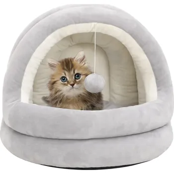 Pelíšek pro kočku vidaXL Pelíšek pro kočku 40 x 40 x 35 cm šedý a krémový