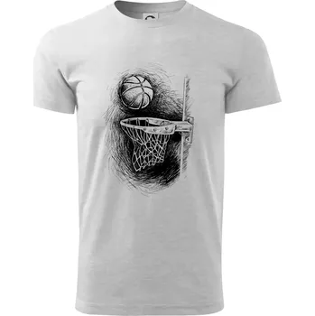 Basketball - kresba tužkou - Triko extra velké (5-8XL) - 6XL ( Světlešedý Melír )