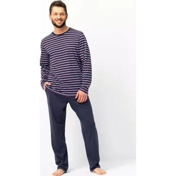 Pánské pyžamo Pánské pyžamo Key MNS 316 B25 délka/r M-2XL tmavě modrá XL