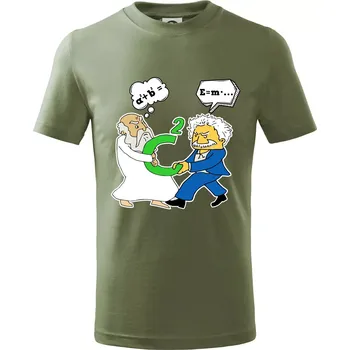 Pythagoras a Albert boj o C - Tričko dětské bavlněné - 104-110cm / 3-4 roky ( Khaki )