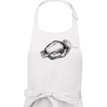 Kuchyňská zástěra Rukavice kreslené na šířku - Pánská zástěra na vaření - Univerzální velikost ( Bílá )