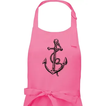 Kuchyňská zástěra Kotva kreslená tužkou - Pánská zástěra na vaření - Univerzální velikost ( Růžová )