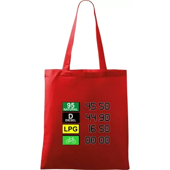 Nákupní taška Kolo je eko ceny - Taška bavlněná - 42 x 38 cm ( Červená )